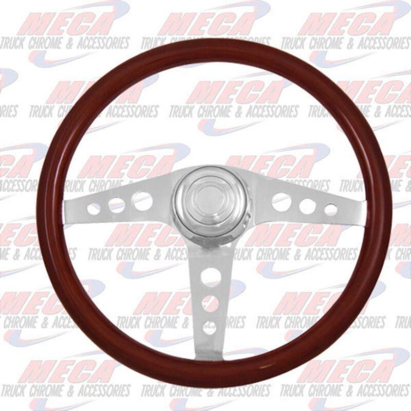 STEERING WHEEL ECO 3 SPOKE MAHOGANY W/ RND HLS