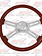 STEERING WHEEL ECO WOOD MAHOGANY 4 SPOKE W/ RECT HOLES