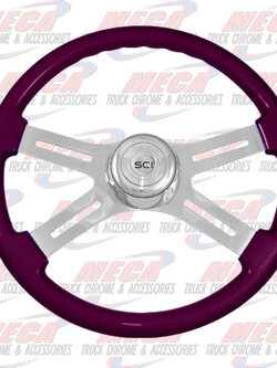 STEERING WHEEL ECO PURPLE 4 SPOKE W/ RECT HOLES