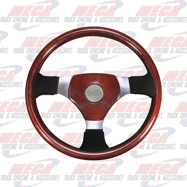STEERING WHEEL 16'' MAHOGANY, MAHOGANY, 3 SPOKE