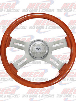 STEERING CREATIONS STEERING WHEEL 16'' ECO WOOD MAHOGANY W/ CHROME HUB