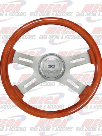 STEERING CREATIONS STEERING WHEEL 16'' ECO WOOD MAHOGANY W/ CHROME HUB