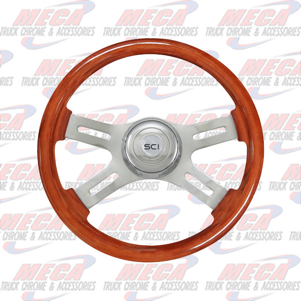 STEERING CREATIONS STEERING WHEEL 16'' ECO WOOD MAHOGANY W/ CHROME HUB