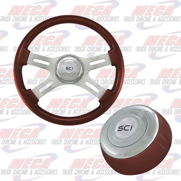 STEERING WHEEL 16'' ECO MAHOGANY W/ MATCHING HUB