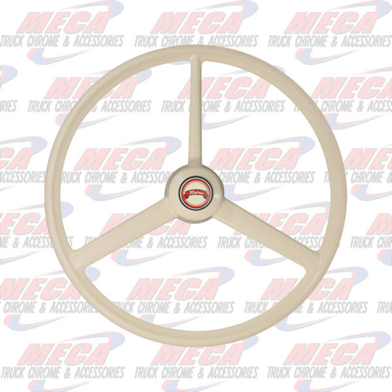 STEERING WHEEL RETRO OLD 3 SPOKE LOOK - BONE WHITE