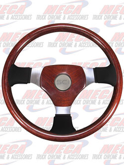 STEERING WHEEL 16'' MAHOGANY, MAHOGANY, 3 SPOKE W
