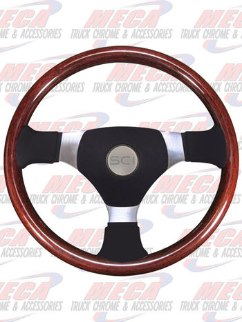 STEERING WHEEL 16'' MAHOGANY, MAHOGANY, 3 SPOKE W