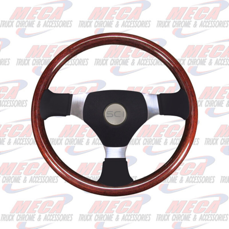 STEERING WHEEL 16'' MAHOGANY, MAHOGANY, 3 SPOKE W