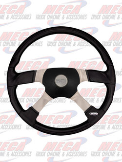 STEERING WHEEL TRUCKER 4 18'' BLACK POLY RIM 4 SPOK
