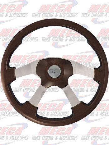 STEERING WHEEL 18'' ALL WOOD RIM WITH WOOD SPAT