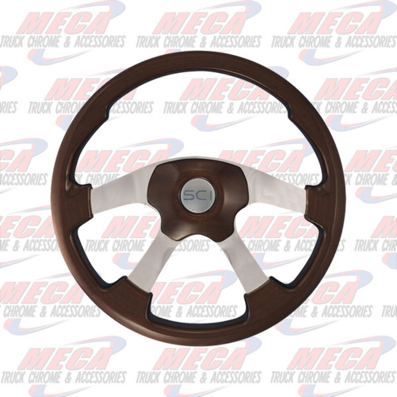 STEERING WHEEL 18'' ALL WOOD RIM WITH WOOD SPAT