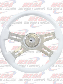 STEERING WHEEL 16'' ECO WHITE W/ MATCHING HUB