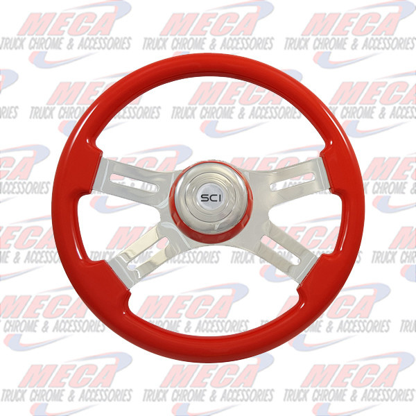 STEERING WHEEL 16'' ECO VIPER RED W/ MATCHING HUB