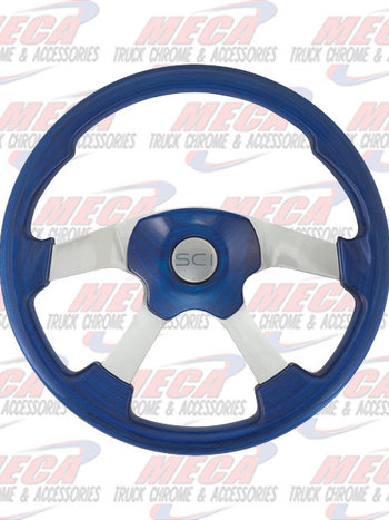 STEERING WHEEL 18'' WILWOOD BLUE 4 SPOKE