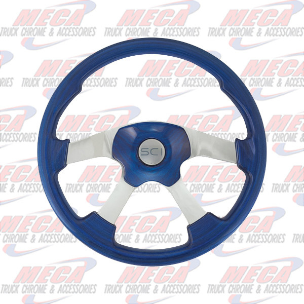 STEERING WHEEL 18'' WILWOOD BLUE 4 SPOKE