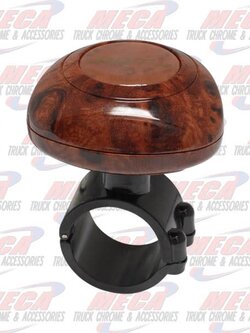 BROWN WOOD PLASTIC STEERING WHEEL SPINNER KNOB