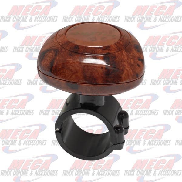 BROWN WOOD PLASTIC STEERING WHEEL SPINNER KNOB