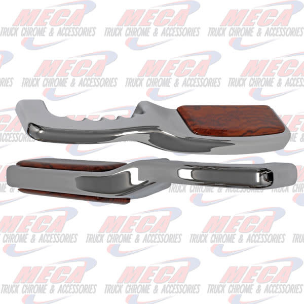 PB DOOR HANDLE CHROME W/ FINGER GRIPS ROSEWOOD TOP