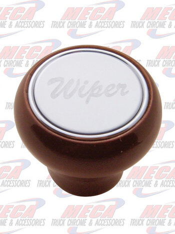WIPER SMALL WOOD DASH KNOB W/ S/S PLAQUE