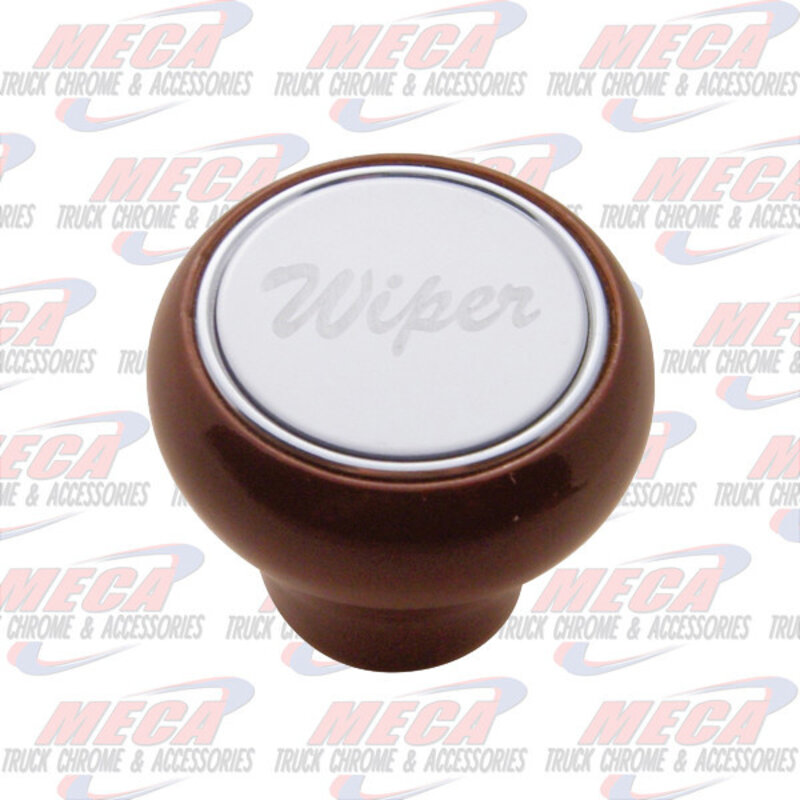 WIPER SMALL WOOD DASH KNOB W/ S/S PLAQUE