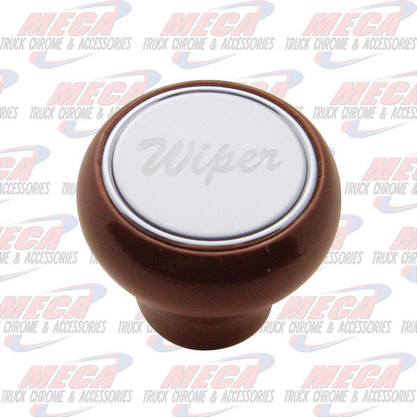 WIPER SMALL WOOD DASH KNOB W/ S/S PLAQUE
