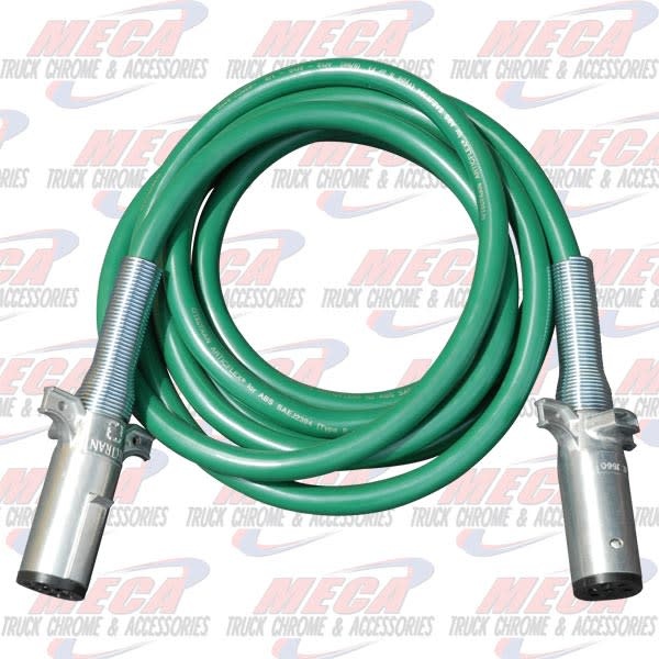 ELECTRIC TRAILER CABLE 7 WAY STRAIGHT GREEN 15'