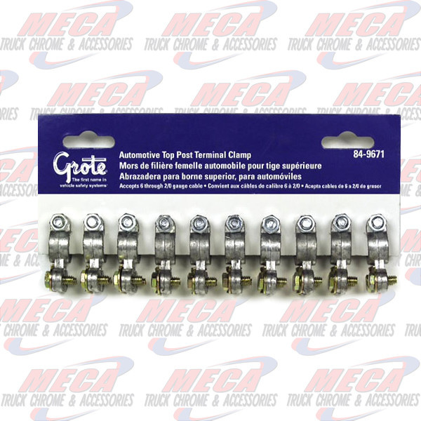 AUTOMOTIVE CLAMP TERMINAL, 6-2/0 GA, CARD OF 10