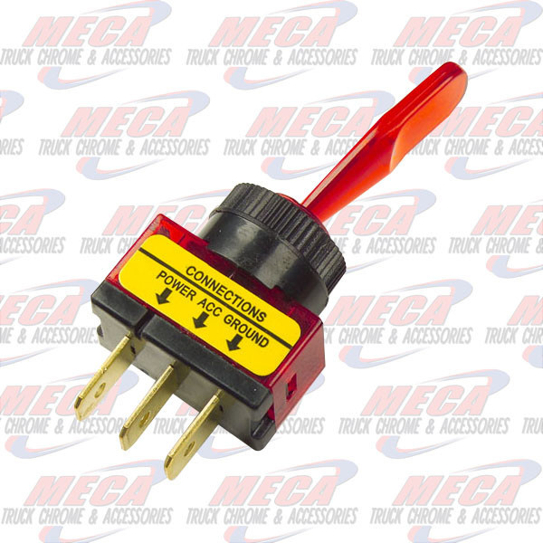 TOGGLE, ON/OFF, GLOW, 20 AMP, RED