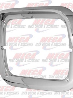 CHROME HEADLIGHT BEZEL 1 LIGHT RECT W/ VISOR