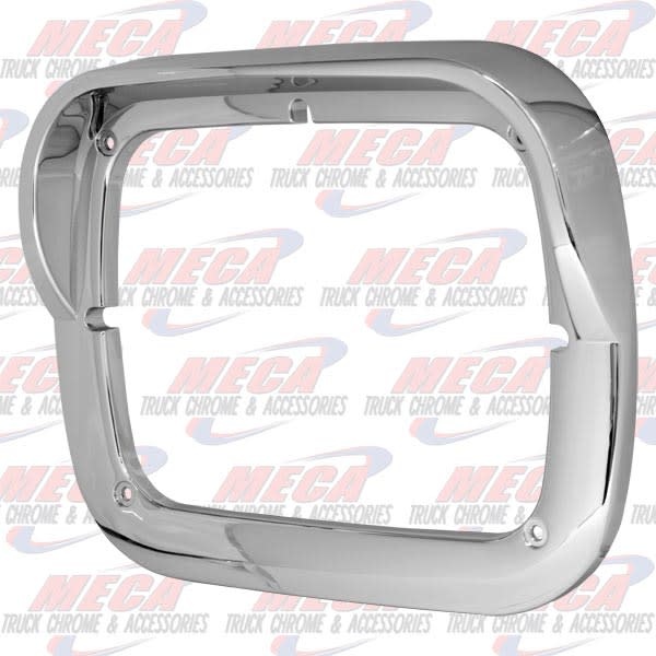 CHROME HEADLIGHT BEZEL 1 LIGHT RECT W/ VISOR