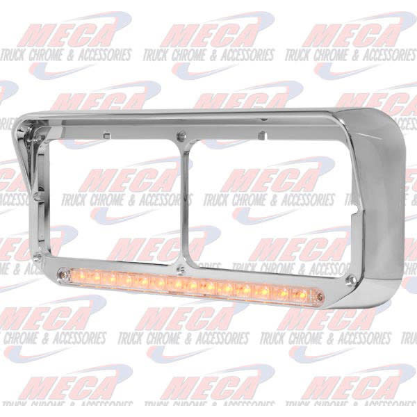 CHROME HDLT BEZEL W/ LED CLR AMBER & VISOR