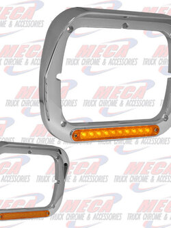 SINGLE SQR HDLT BEZEL W/ VISOR & LED'S AMBER