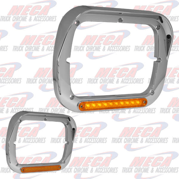 SINGLE SQR HDLT BEZEL W/ VISOR & LED'S AMBER