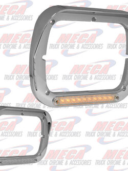 SINGLE SQR HDLT BEZEL W/ VISOR & LED'S CLR AMBER