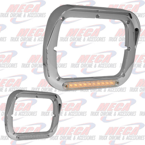 SINGLE SQR HDLT BEZEL W/ VISOR & LED'S CLR AMBER