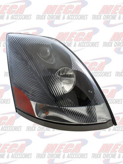 HEADLIGHT VOLVO VN PASSENGER SIDE BLACK W/O BUBBLE