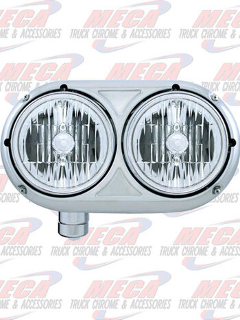HEADLAMP DOUBLE PB SS OLD STYLE W/ CLR LENS LEFT FOR JJ STYLE BRACKET