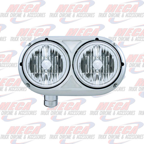 HEADLAMP DOUBLE PB SS OLD STYLE W/ CLR LENS LEFT FOR JJ STYLE BRACKET