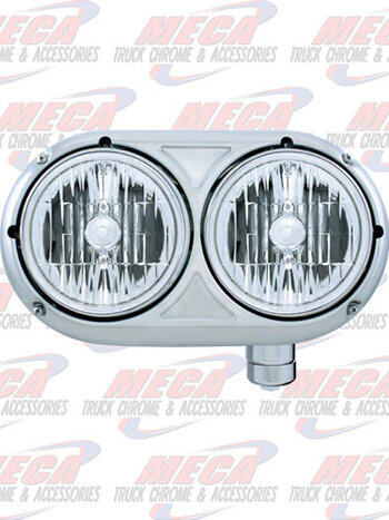 HEADLAMP DOUBLE PB SS OLD STYLE W/CLR LENS RIGHT FOR JJ STYLE BRACKET