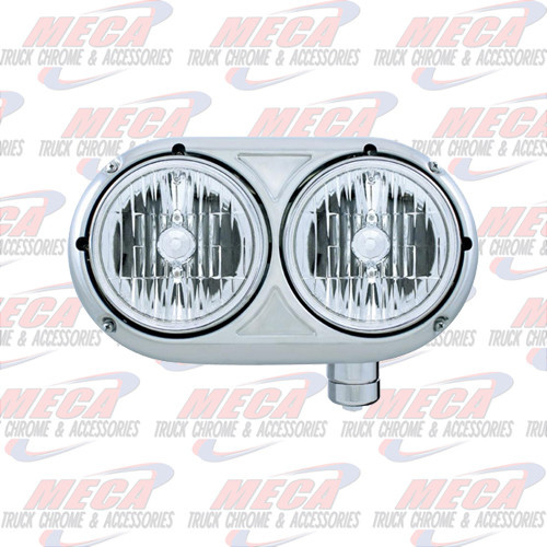 HEADLAMP DOUBLE PB SS OLD STYLE W/CLR LENS RIGHT FOR JJ STYLE BRACKET