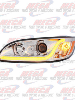 HEADLIGHT HOUSING PB 386/387 DRIVER SIDE CHROME W/LED