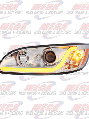 HEADLIGHT HOUSING PB 386/387 DRIVER SIDE CHROME W/LED