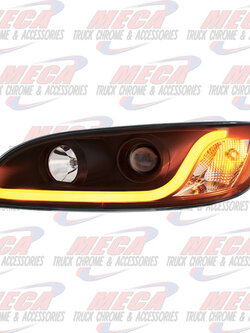 HEADLIGHT HOUSING PB 386/387 DRIVER SIDE BLACK W/LED