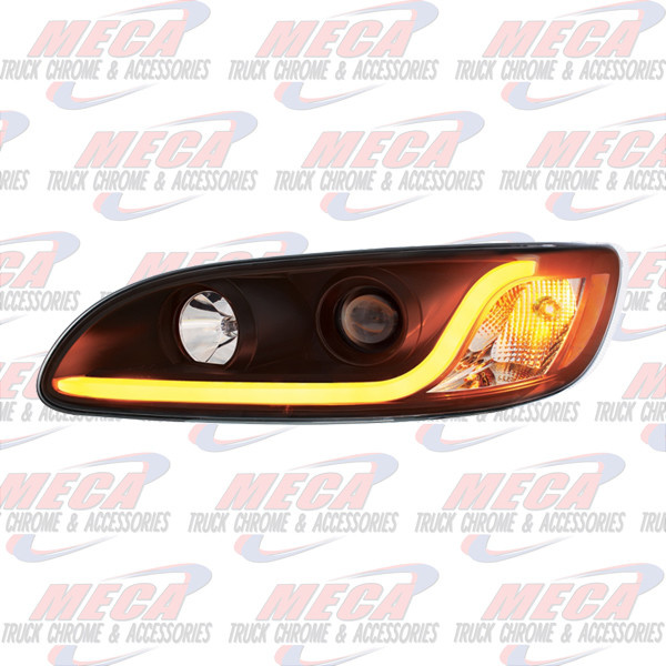 HEADLIGHT HOUSING PB 386/387 DRIVER SIDE BLACK W/LED