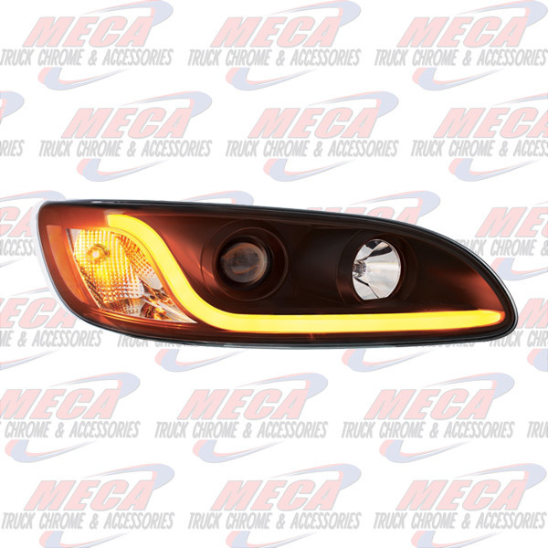 HEADLIGHT HOUSING PB 386/387 PASSENGER SIDE BLACK W/LED