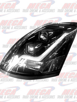 HEADLIGHT VOLVO BLACK W/ FLASH HALO DRIVER SIDE