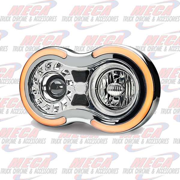 HEADLIGHT ASSEMBLY DOUBLE ROUND 5.75'' RETRO LOOK PASSENGER