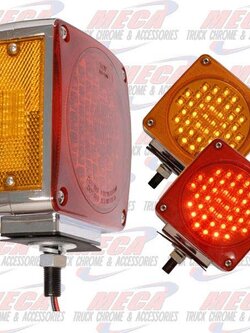 HOOD FENDER LED LIGHT ONE BOLT CHROME RED/AMB LEFT