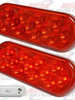 OVAL LIGHT 13 LED RED MIRROR BACK