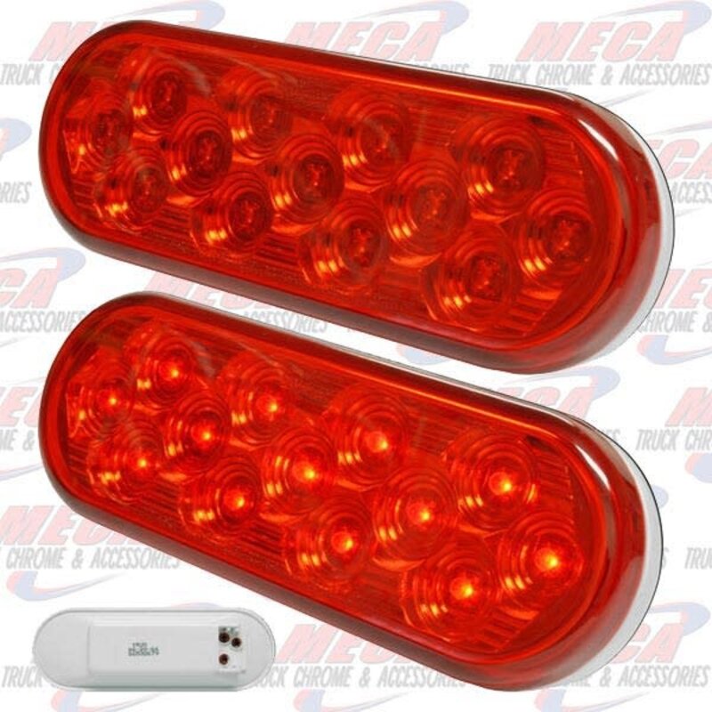 OVAL LIGHT 13 LED RED MIRROR BACK
